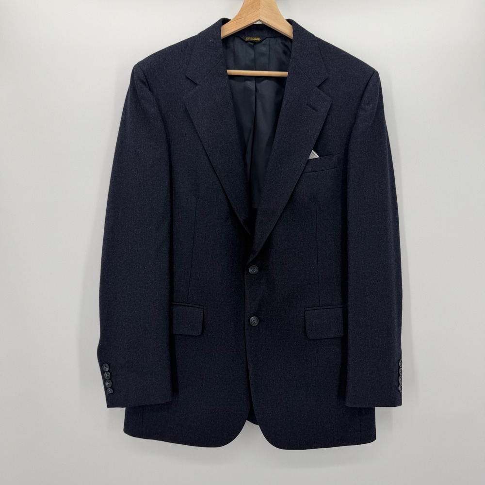 Vintage Redwood & Ross Mens Pure Wool Two Button Blazer Sport Coat Navy 40R